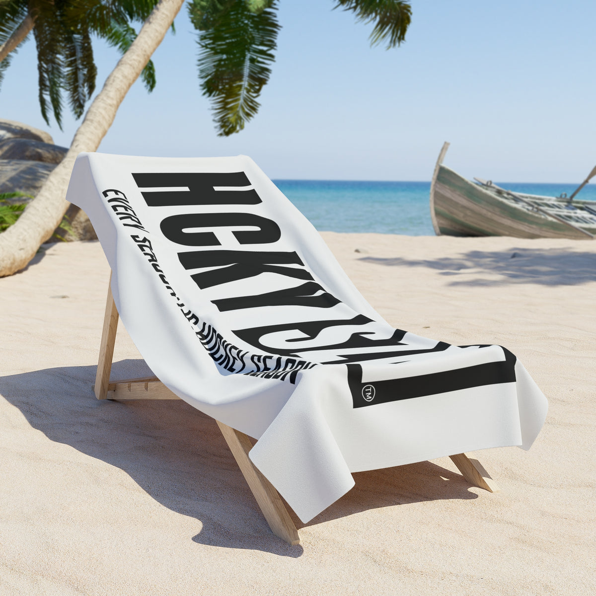 Every Season is HCKY SZN Beach Towel (White/Black)