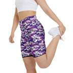 HKY SZN High Waisted Workout Shorts (Purple Haze Camo)