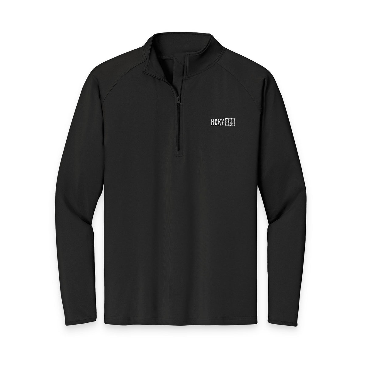 HCKY SZN Embroidered Quarter-Zip Pullover (Black/White)
