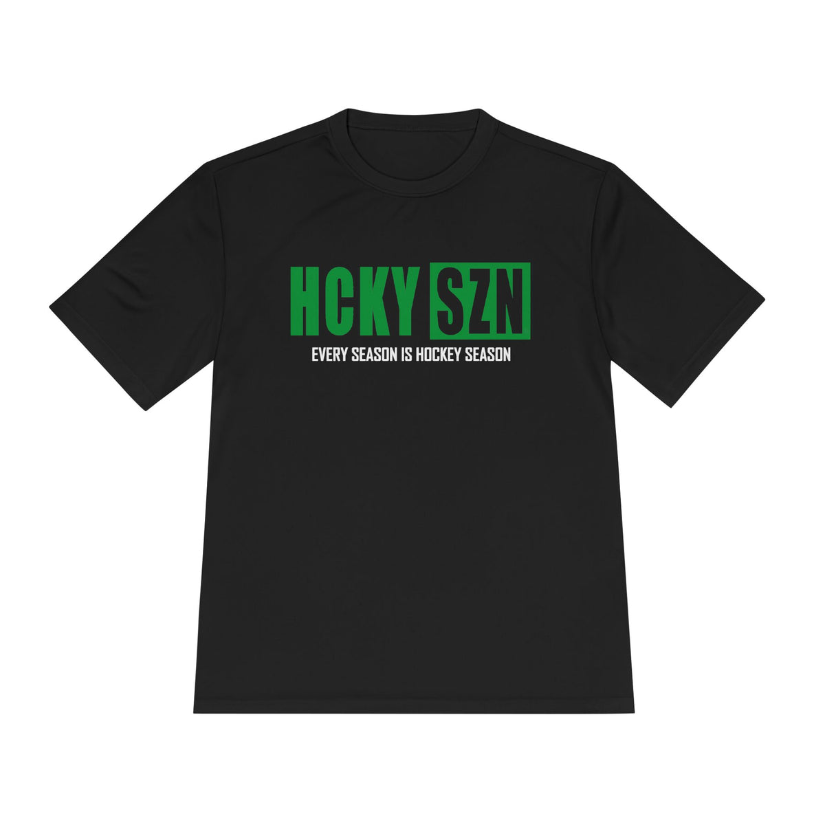 HCKYSZN Every Season Adult Performance Tee - Black/Kelly Green