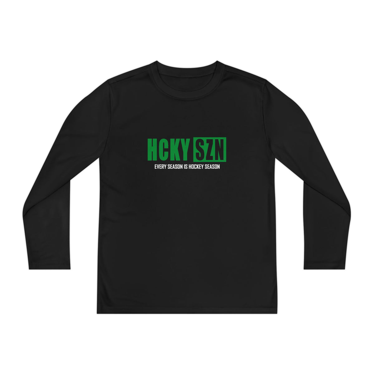 Every Season is HCKY SZN Youth Competitor Long Sleeve Tee (Green Logo) - Various Colors