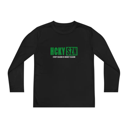 Every Season is HCKY SZN Youth Competitor Long Sleeve Tee (Green Logo) - Various Colors