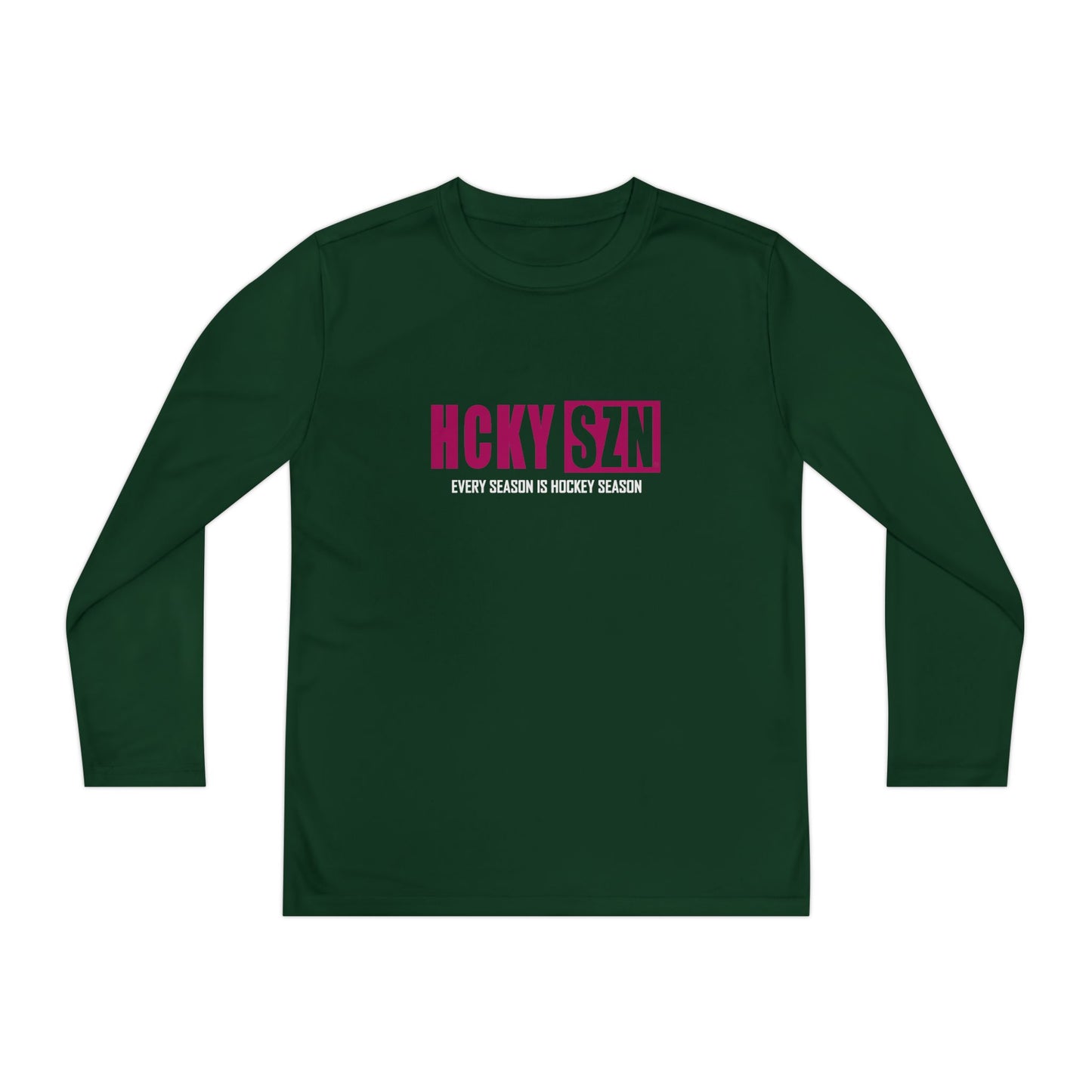 Every Season is HCKY SZN Youth Competitor Long Sleeve Tee (Raspberry Logo) - Various Colors