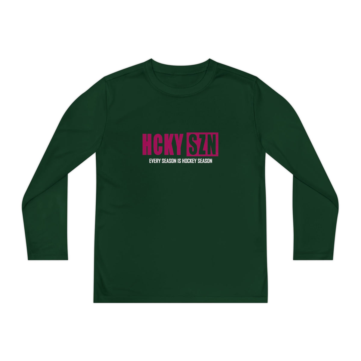 Every Season is HCKY SZN Youth Competitor Long Sleeve Tee (Raspberry Logo) - Various Colors