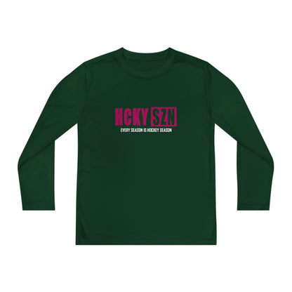 Every Season is HCKY SZN Youth Competitor Long Sleeve Tee (Raspberry Logo) - Various Colors