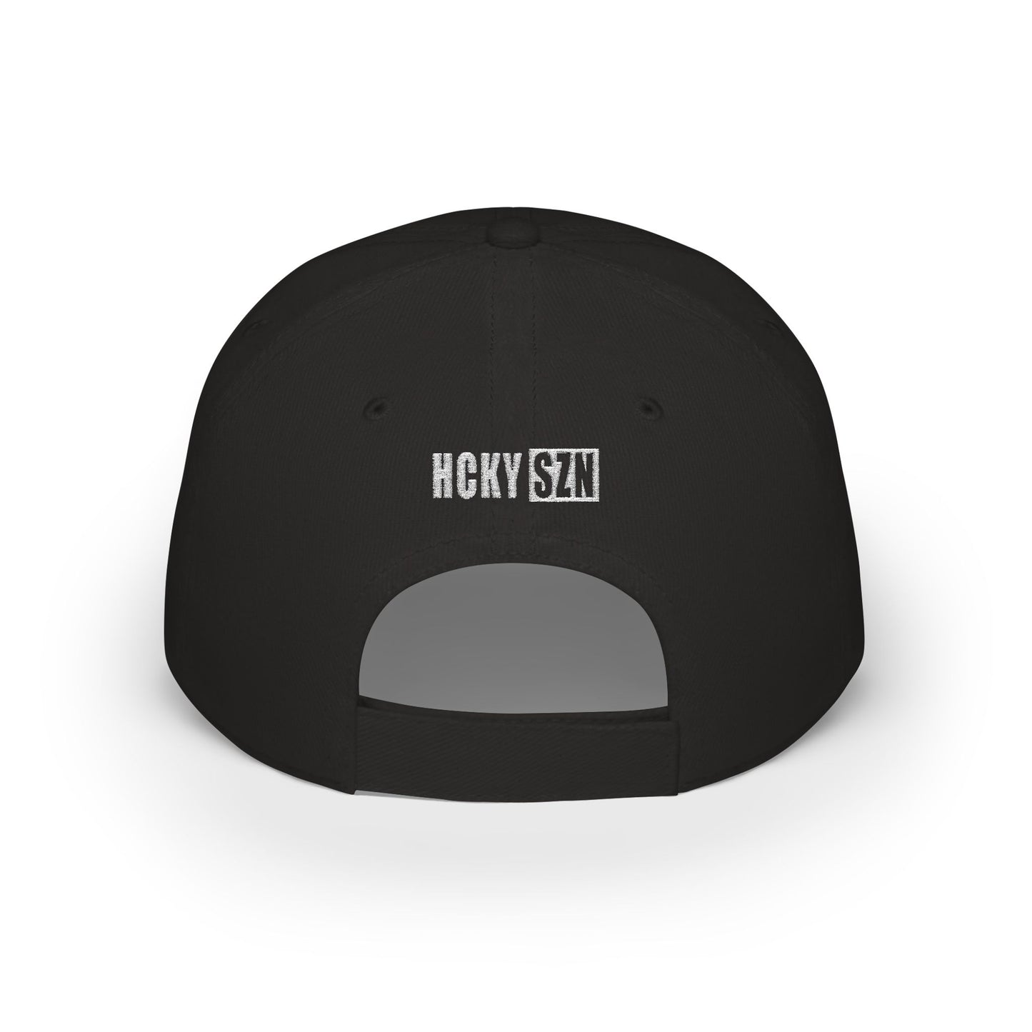 HCKY SZN Low Profile Embroidered Baseball Cap - Black (White Logo)