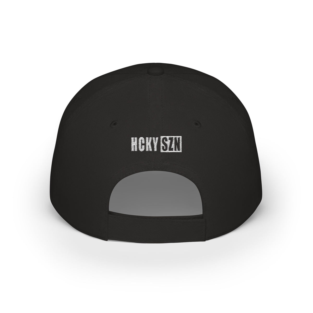 HCKY SZN Low Profile Embroidered Baseball Cap - Black (White Logo)