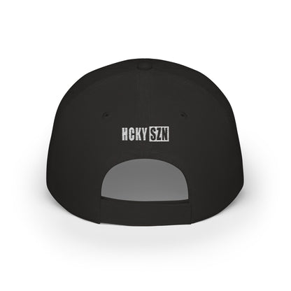HCKY SZN Low Profile Embroidered Baseball Cap - Black (White Logo)
