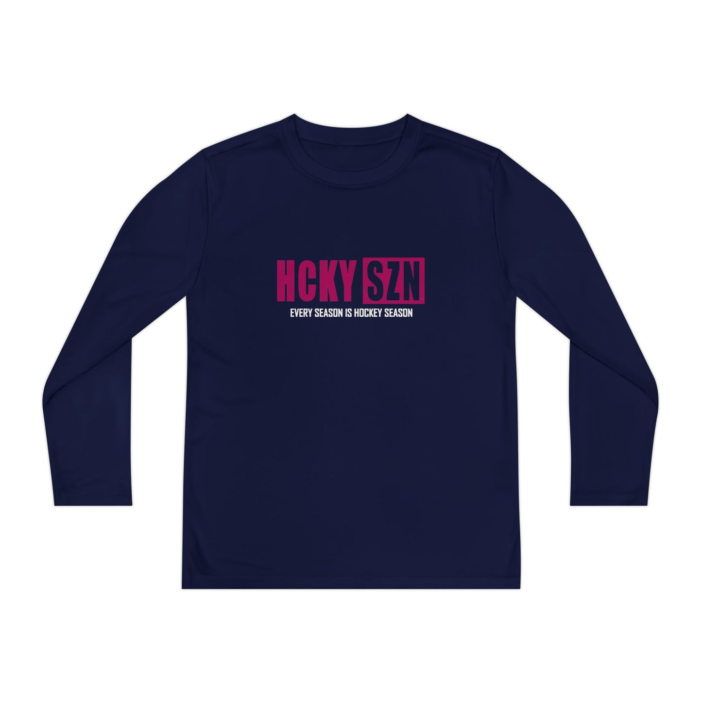 Every Season is HCKY SZN Youth Competitor Long Sleeve Tee (Raspberry Logo) - Various Colors
