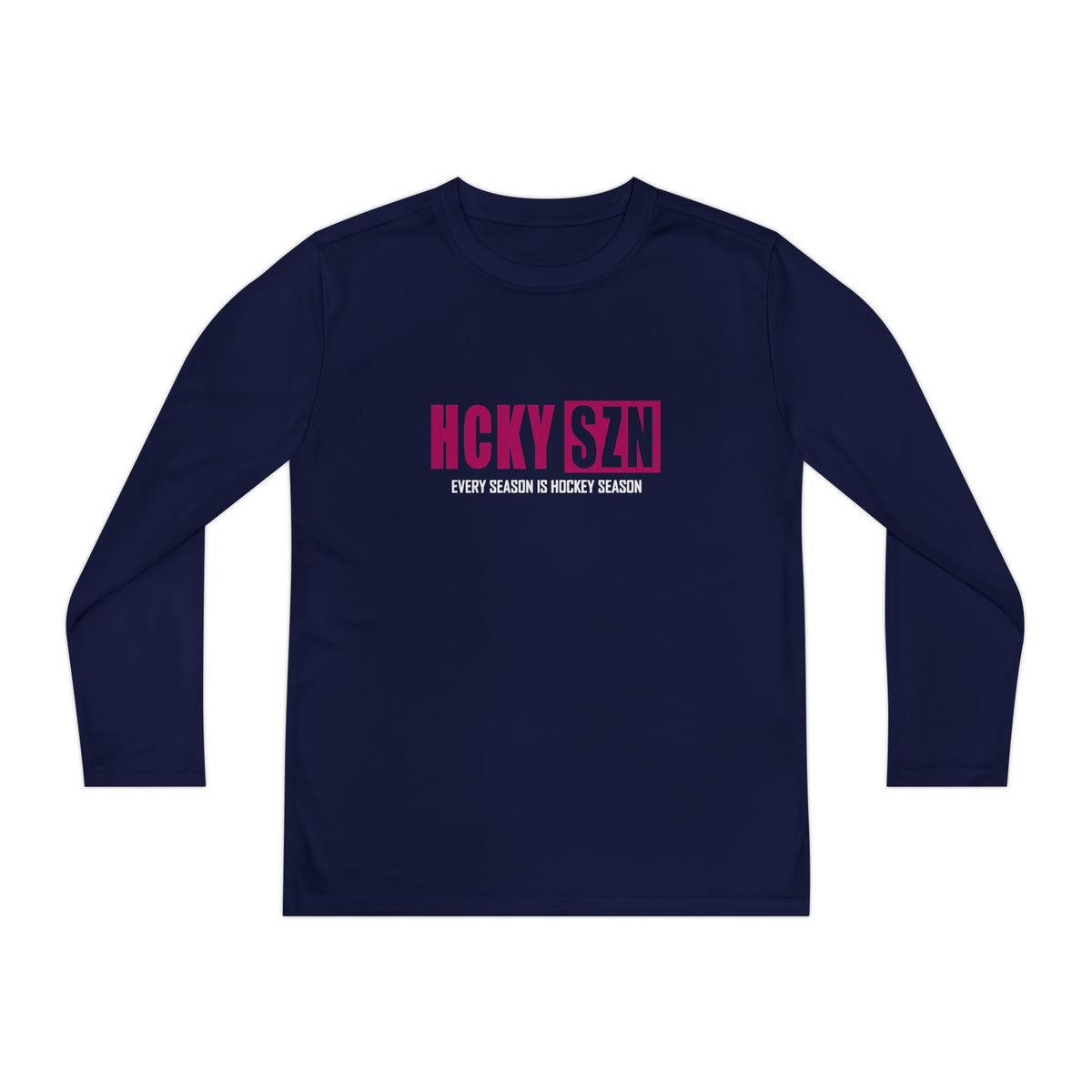 Every Season is HCKY SZN Youth Competitor Long Sleeve Tee (Raspberry Logo) - Various Colors
