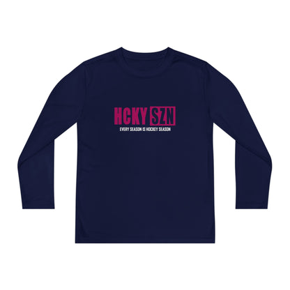 Every Season is HCKY SZN Youth Competitor Long Sleeve Tee (Raspberry Logo) - Various Colors