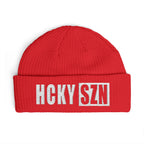 HCKY SZN Embroidered Fisherman Knit Beanie - Red