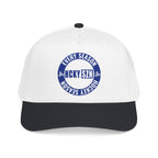 HCKY SZN Circle Logo Mid Profile Baseball Cap (White/Black/Blue)