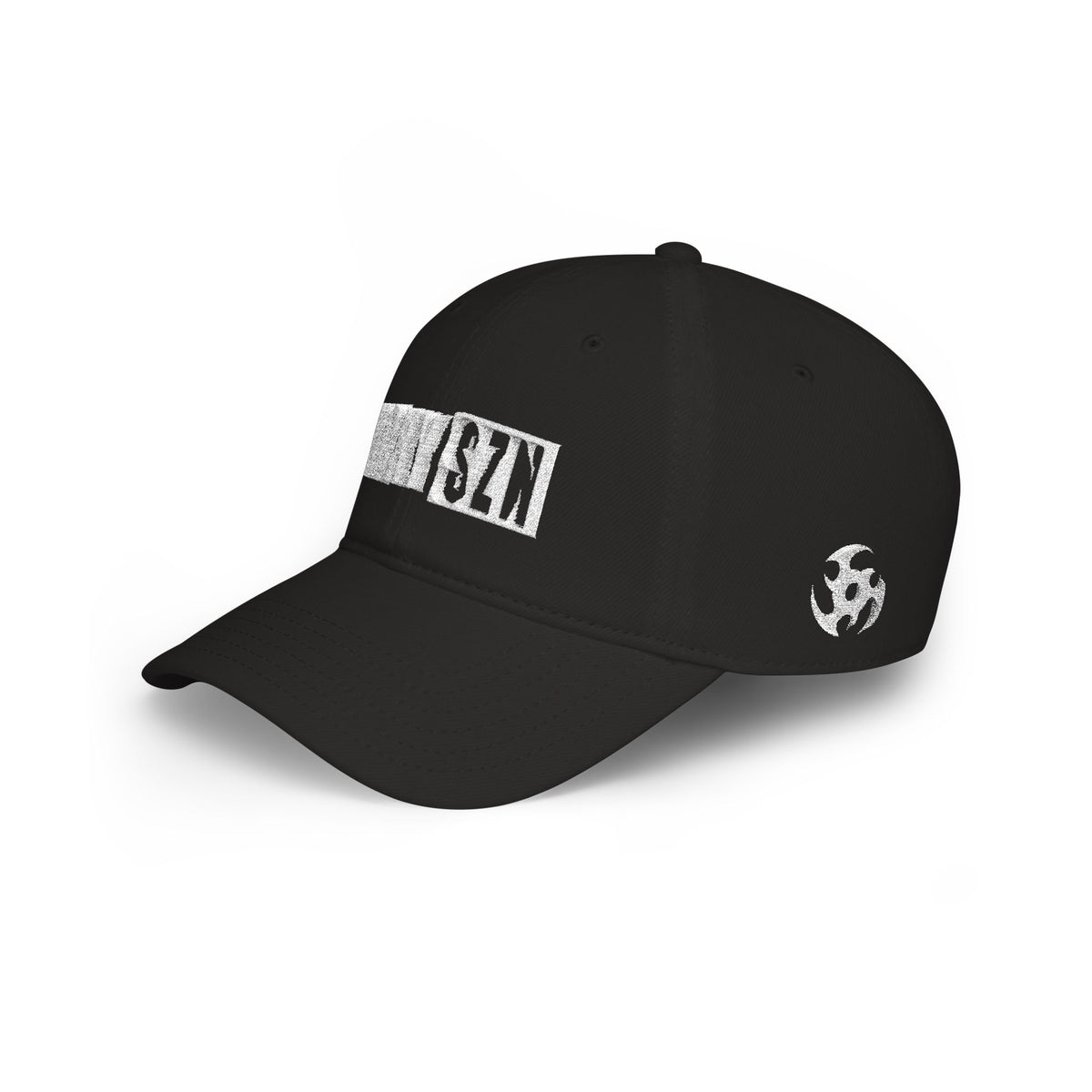 HCKY SZN Low Profile Embroidered Baseball Cap - Black (White Logo)