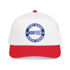 HCKY SZN Circle Logo Mid Profile Baseball Cap (White/Red/Blue)