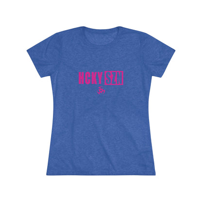 Women’s Hockey Vibe Triblend Tee (Hot Pink Logo)