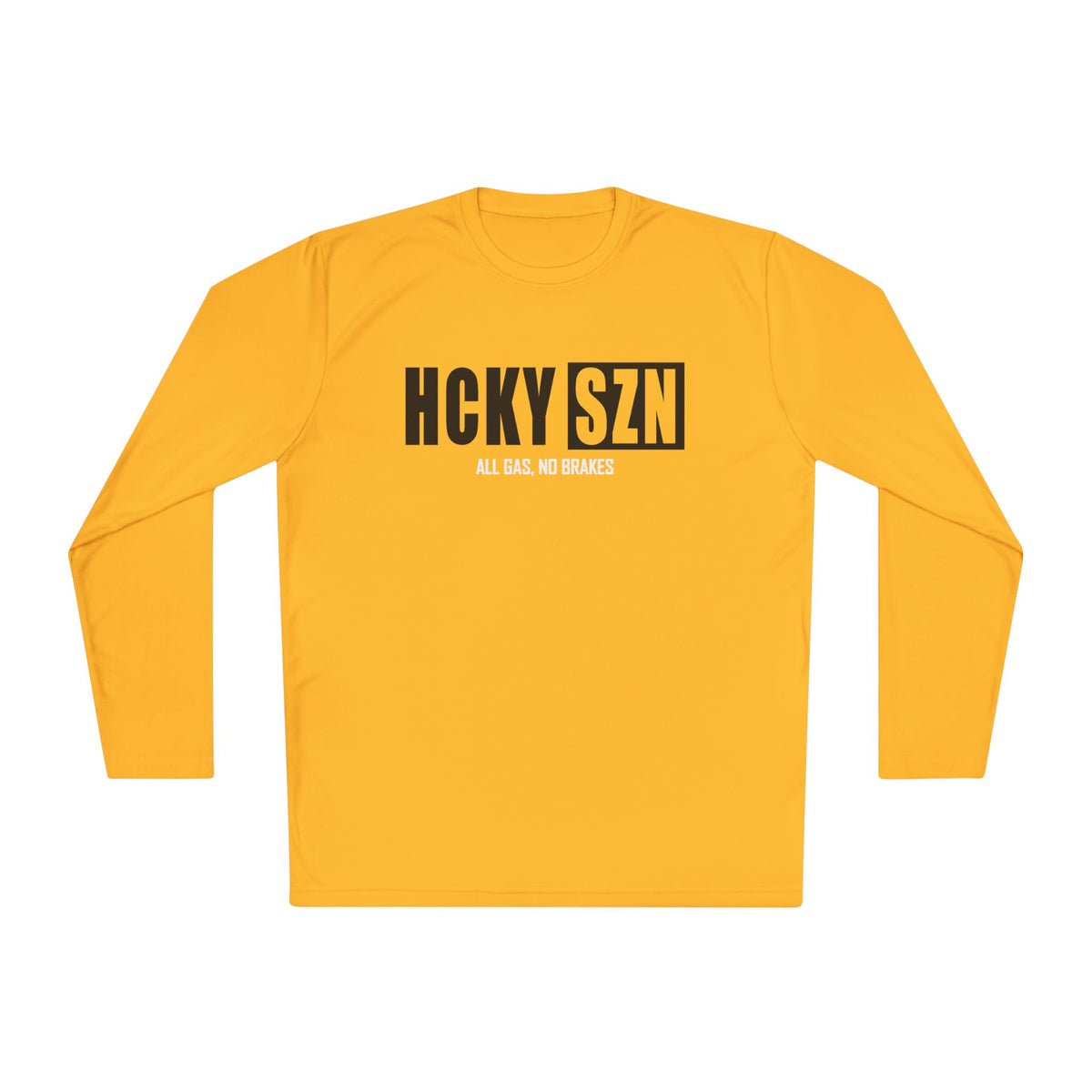 HCKYSZN (All Gas) Long Sleeve Adult Performance Tee - Gold/Black/White