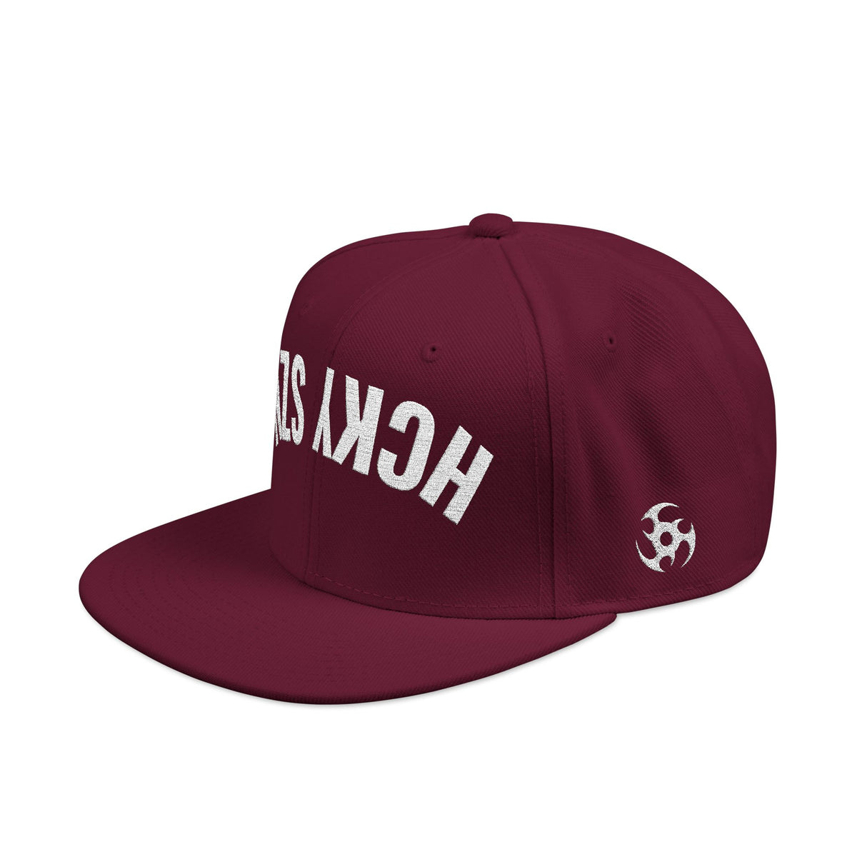 Down HCKY SZN Embroidered Snapback Hat (Maroon)