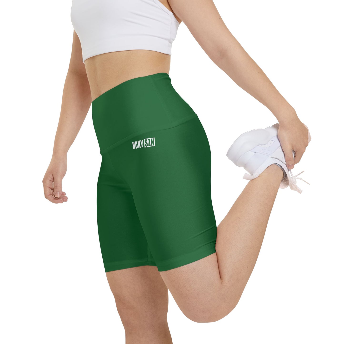 HKY SZN High Waisted Workout Shorts (Juniper Green)