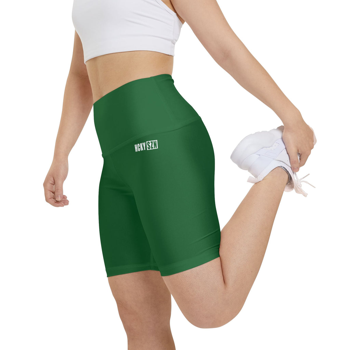 HKY SZN High Waisted Workout Shorts (Juniper Green)