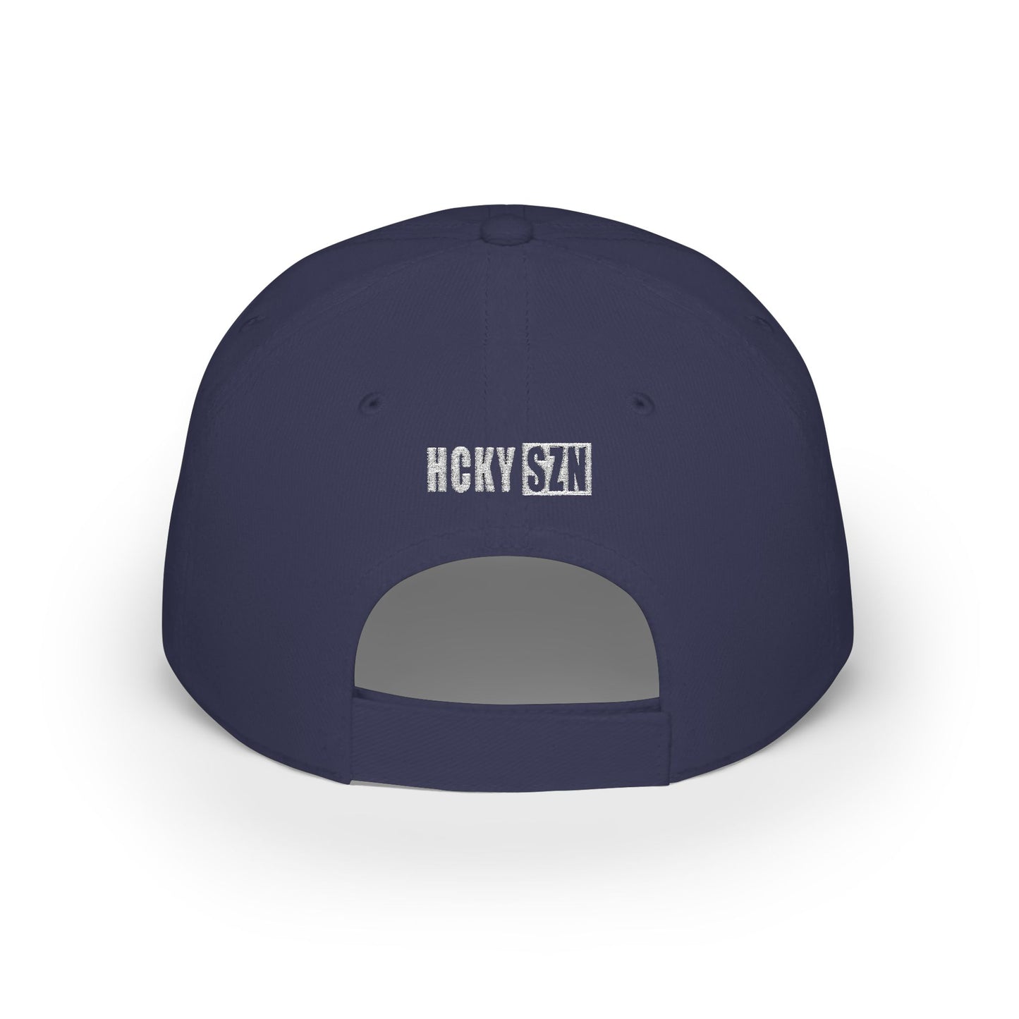 HCKY SZN Low Profile Embroidered Baseball Cap - Navy (White Logo)