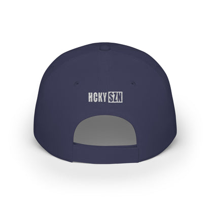 HCKY SZN Low Profile Embroidered Baseball Cap - Navy (White Logo)