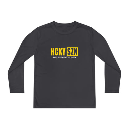 Every Season is HCKY SZN Youth Competitor Long Sleeve Tee (Yellow Logo) - Various Colors