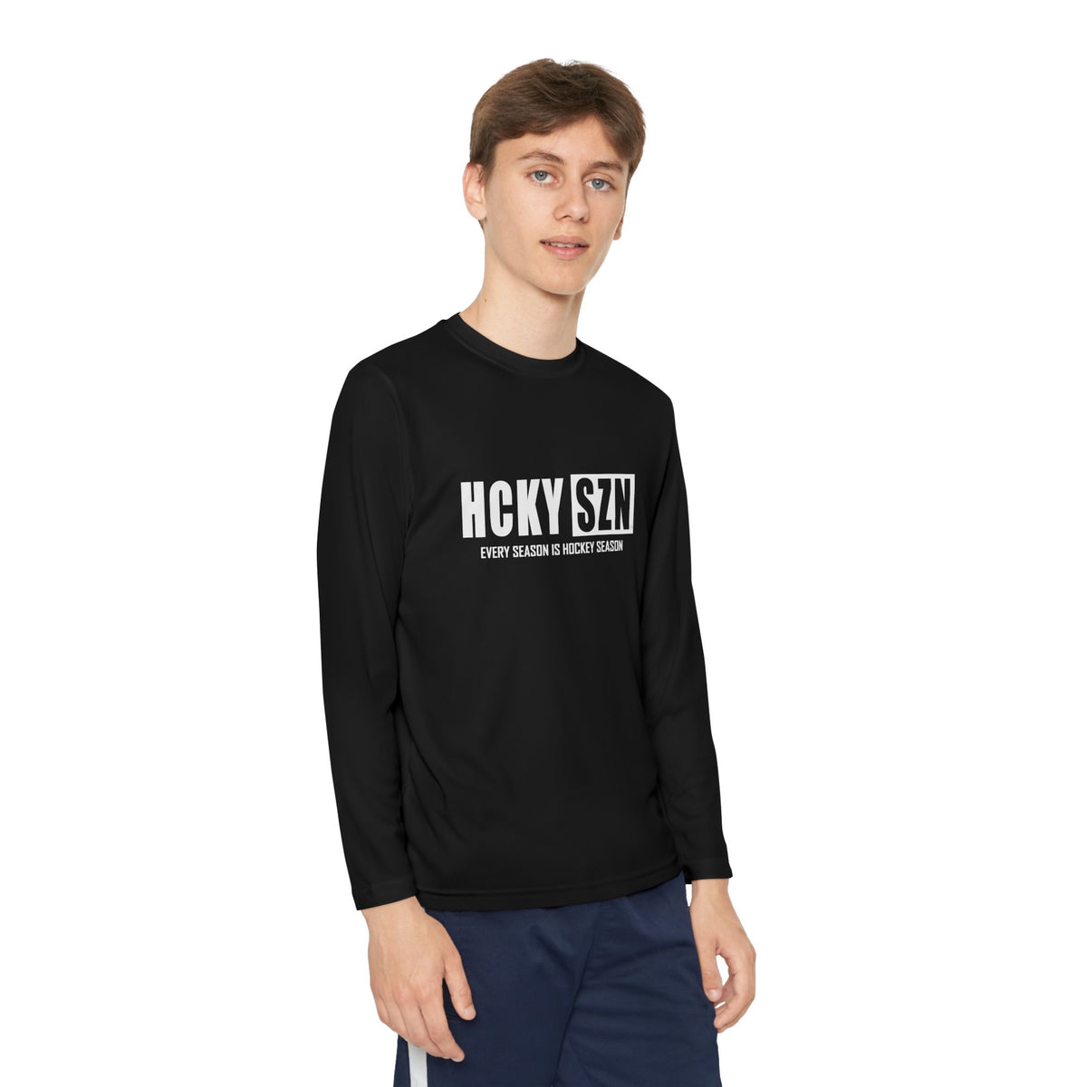 Every Season is HCKYSZN Youth Performance Long Sleeve Tee - White Logo