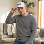 HCKY SZN Low Profile Embroidered Baseball Cap - White (Black Logo)