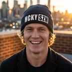 HCKY SZN Embroidered Fisherman Knit Beanie - Navy
