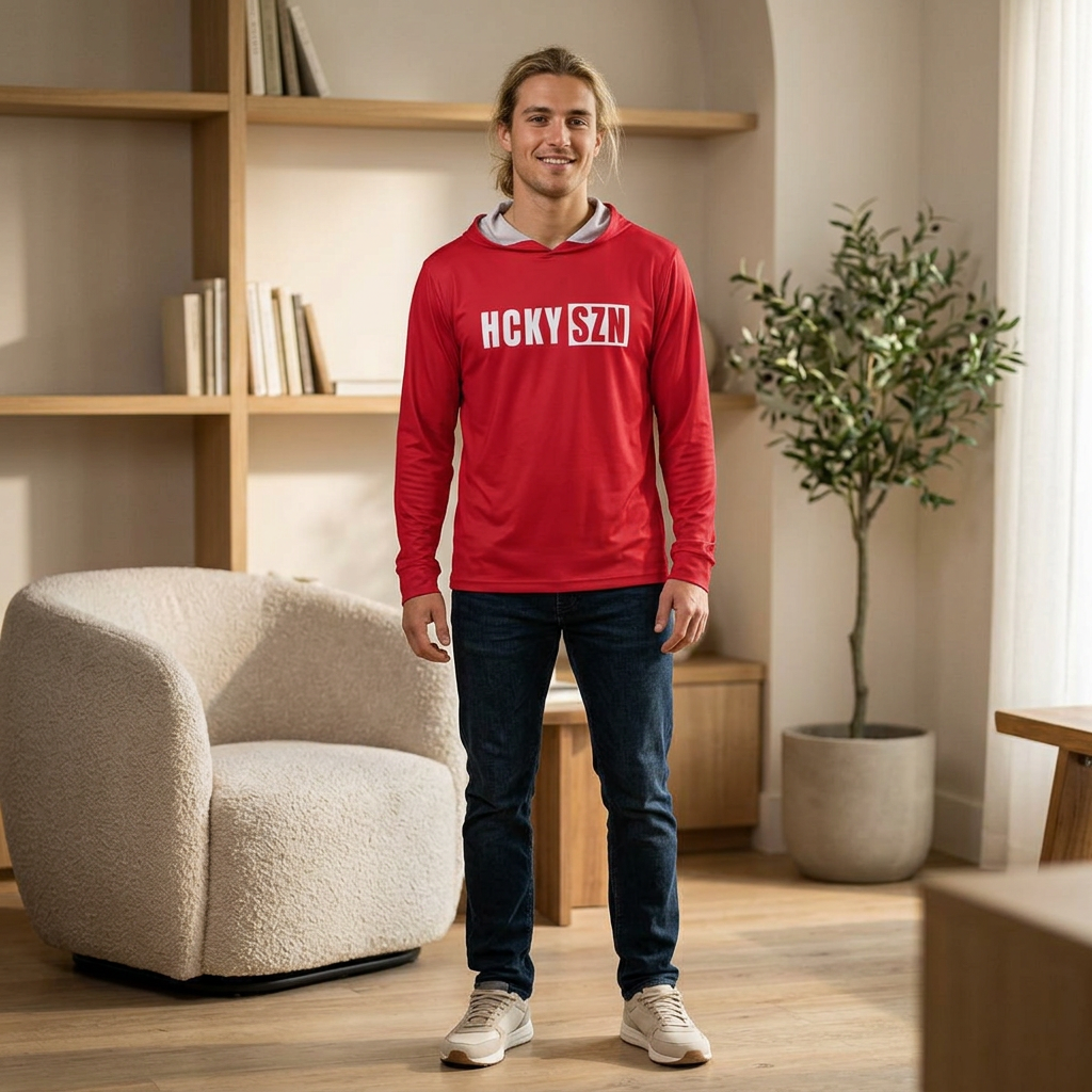 HCKY SZN Big Logo Performance Warmup Hoodie (Red/White)
