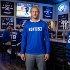 HCKY SZN Big Logo Performance Warmup Hoodie (Blue/White)
