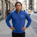 HCKY SZN Embroidered Quarter-Zip Pullover (Royal/White)