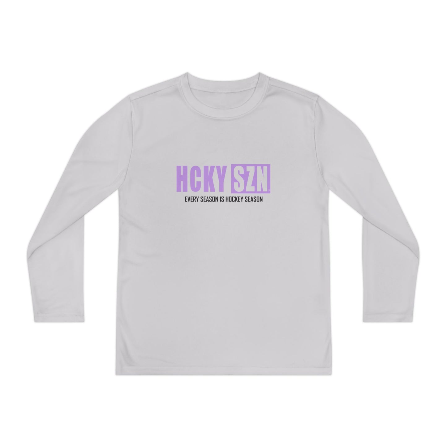 Every Season is HCKY SZN Youth Competitor Long Sleeve Tee (Lavender Logo) - Various Colors