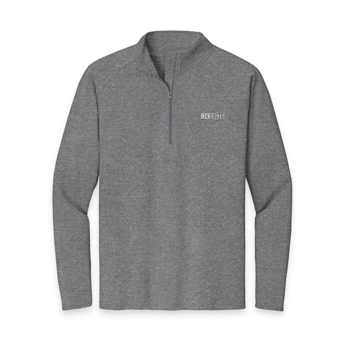HCKY SZN Embroidered Quarter-Zip Pullover (Heather Grey/White)