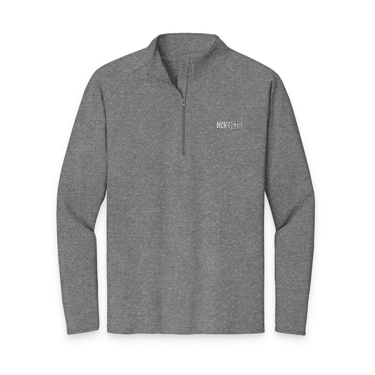 HCKY SZN Embroidered Quarter-Zip Pullover (Heather Grey/White)