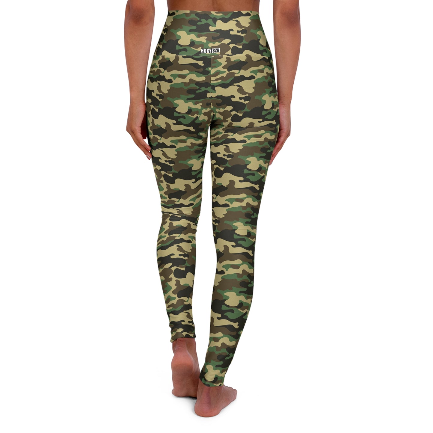 HCKY SZN High Waisted Yoga Leggings (Forest Camo)