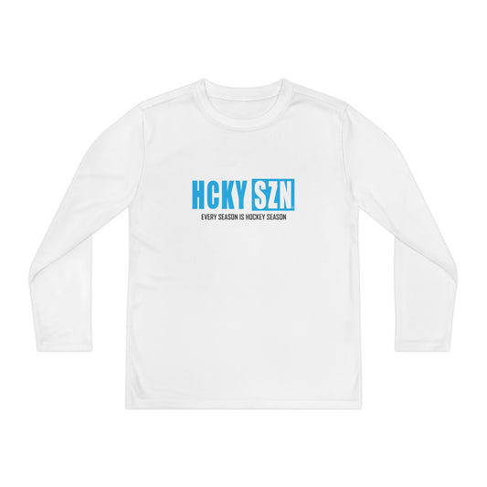 Every Season is HCKY SZN Youth Competitor Long Sleeve Tee (Sky Blue Logo) - Various Colors