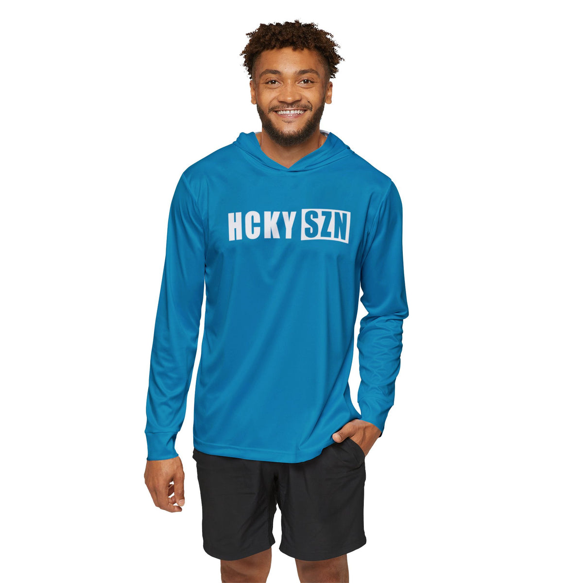 HCKY SZN Big Logo Performance Warmup Hoodie (Sky Blue/White)
