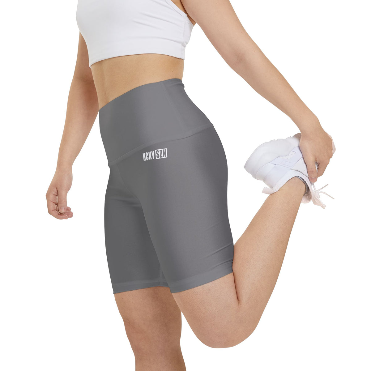 HKY SZN High Waisted Workout Shorts (Graphite Grey)