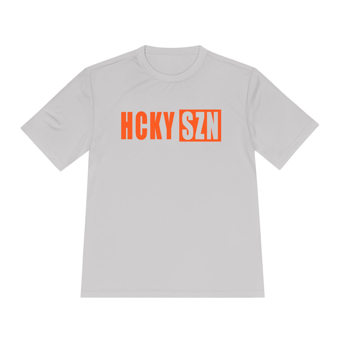 HCKYSZN (Flagship Logo) Adult Performance Tee - Silver/Orange