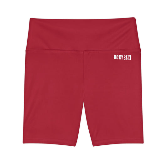 HKY SZN High Waisted Workout Shorts (Scarlet Red)