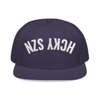 Upside Down HCKY SZN Embroidered Snapback Hat (Navy)