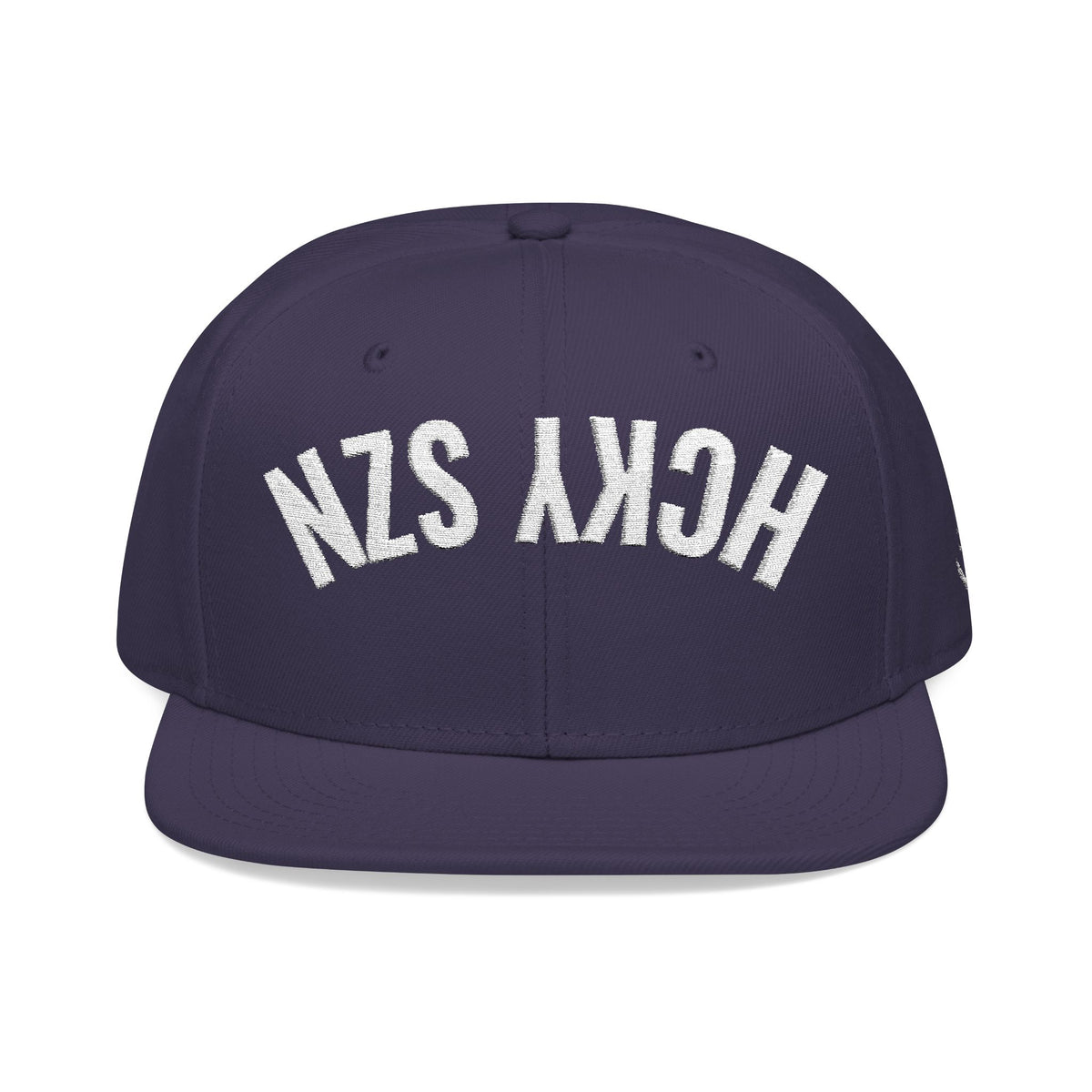 Upside Down HCKY SZN Embroidered Snapback Hat (Navy)