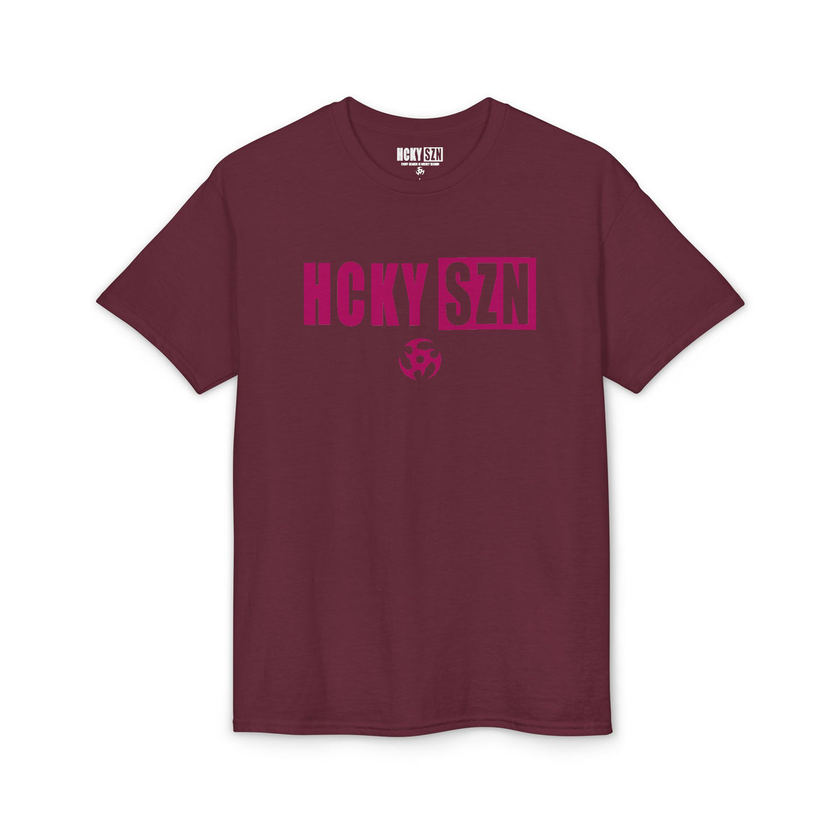 HCKY SZN Simple Star DryBlend Tee Shirt (Raspberry Logo) - Various Colors