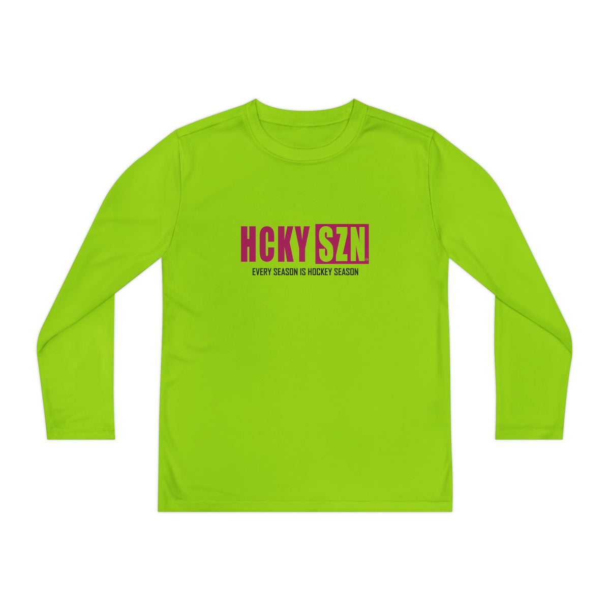 Every Season is HCKY SZN Youth Competitor Long Sleeve Tee (Raspberry Logo) - Various Colors