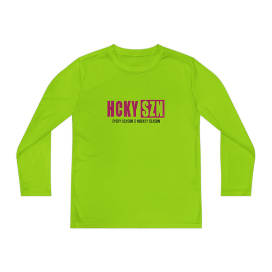 Every Season is HCKY SZN Youth Competitor Long Sleeve Tee (Raspberry Logo) - Various Colors