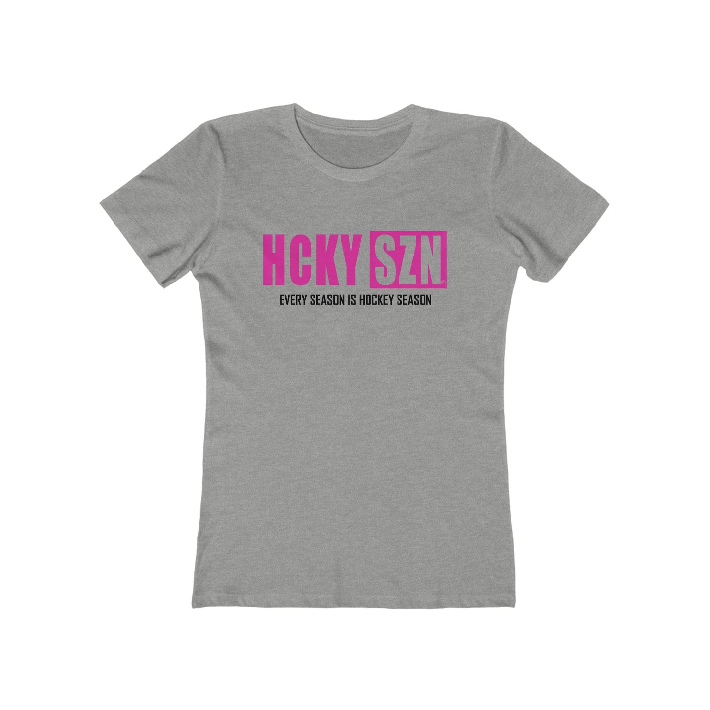 Every Season Is Hockey Season Women's Boyfriend Tee (Hot Pink Logo) - Various Colors
