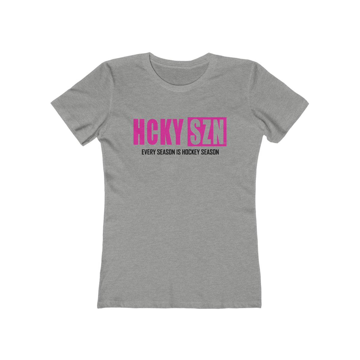 Every Season Is Hockey Season Women's Boyfriend Tee (Hot Pink Logo) - Various Colors