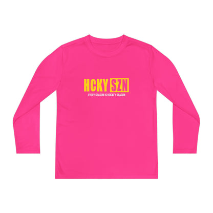 Every Season is HCKY SZN Youth Competitor Long Sleeve Tee (Yellow Logo) - Various Colors